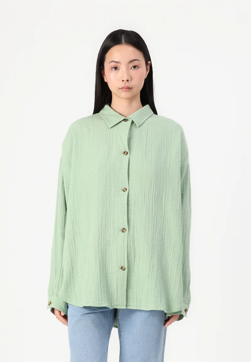 Outlet Online Roxy MORNING TIME - Button-down blouse light green Streetwear Clothing Shirts & Blouses Blouses