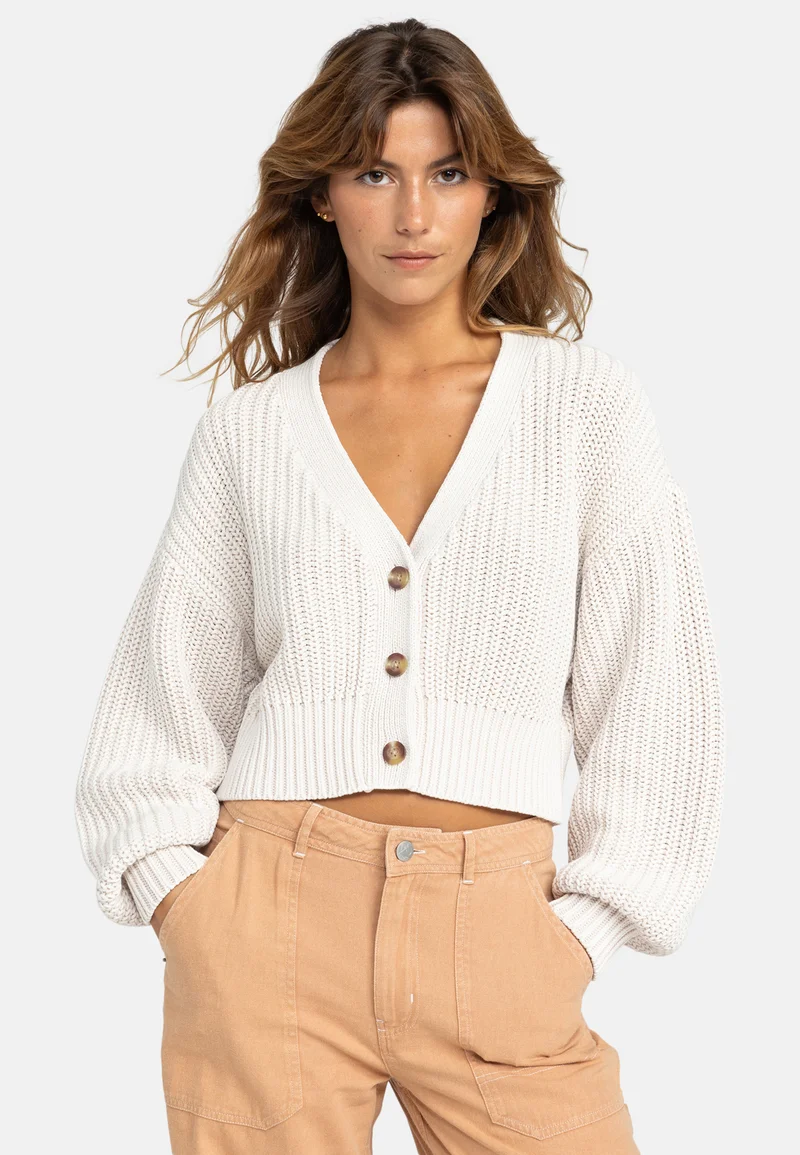 Shop Roxy SUNDAZE WASHED - Cardigan white Streetwear Sale Streetwear Clothing Socks Cardigans