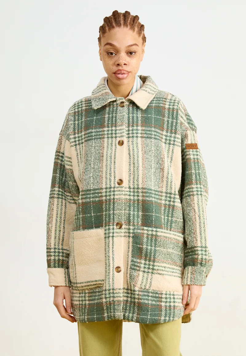 free delivery Roxy CHECK ME NOW - Short coat green Streetwear Clothing Jackets, Gilets & Blazers Bomber Jackets