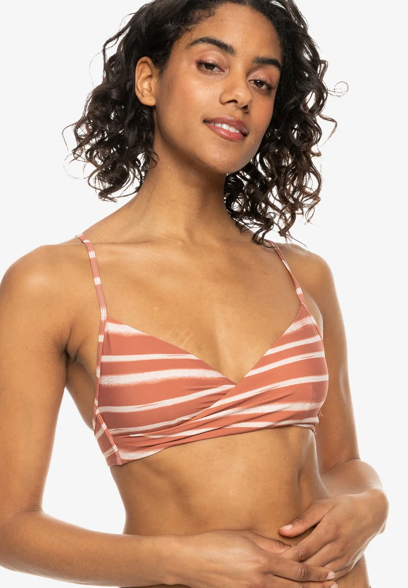 Exclusive Roxy PT CLASSICS WRAP - Bikini top cedar wood happy stripe Streetwear Sale Streetwear Clothing Socks Bikinis