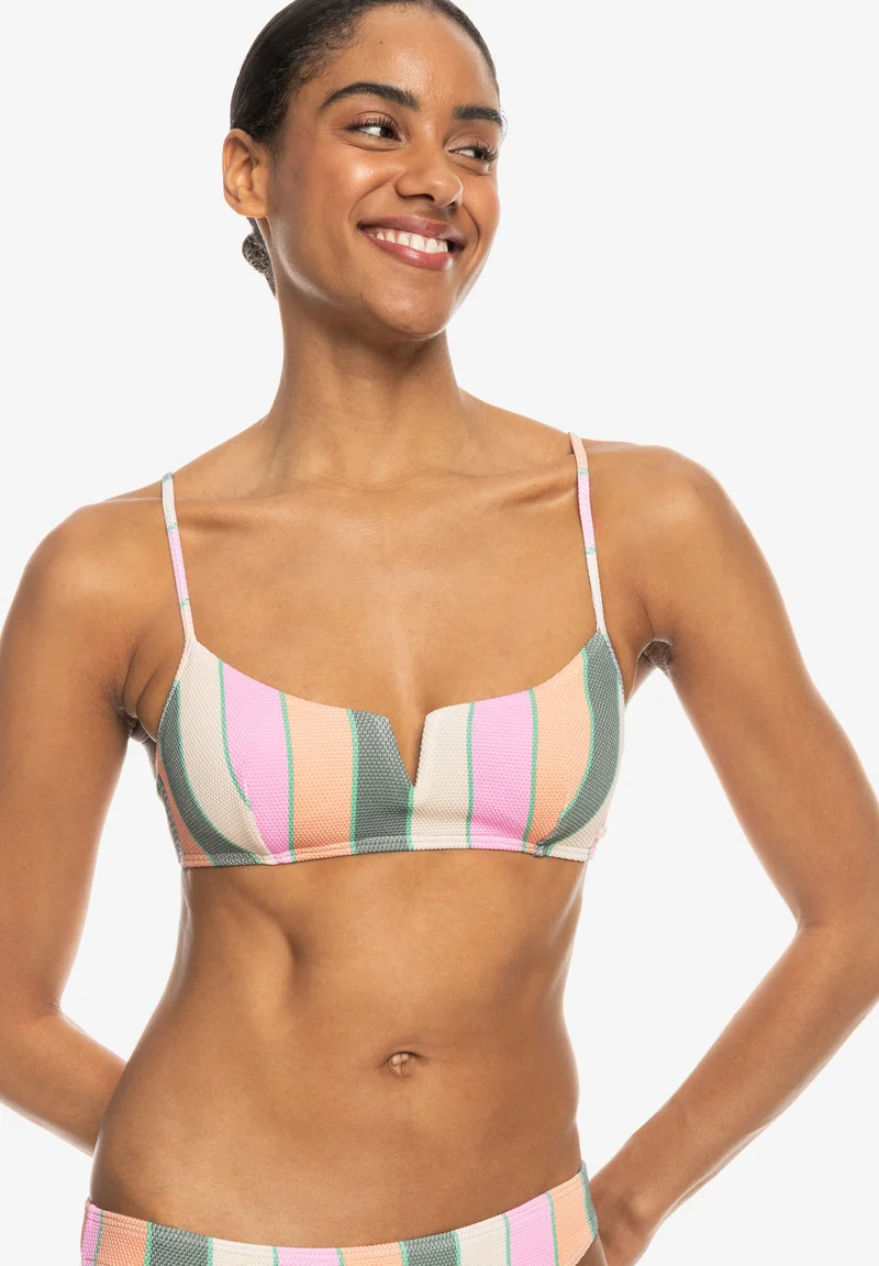 100% top quality Roxy VISTA STRIPE - Bikini top green Clothing Swimwear Beach accessories Bikini tops