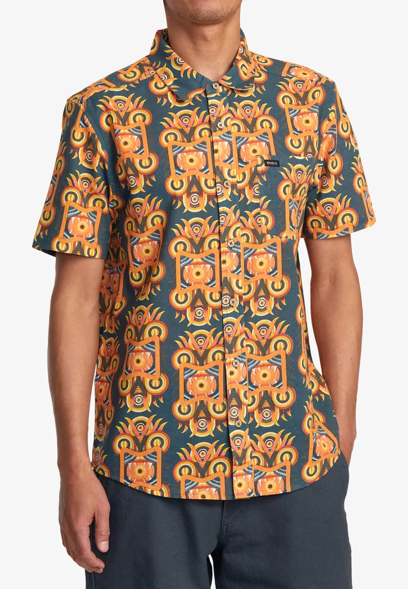 UK store RVCA REDONDO-MANCHES COURTES - Shirt yellow Clothing Sale Shirts Business Shirts