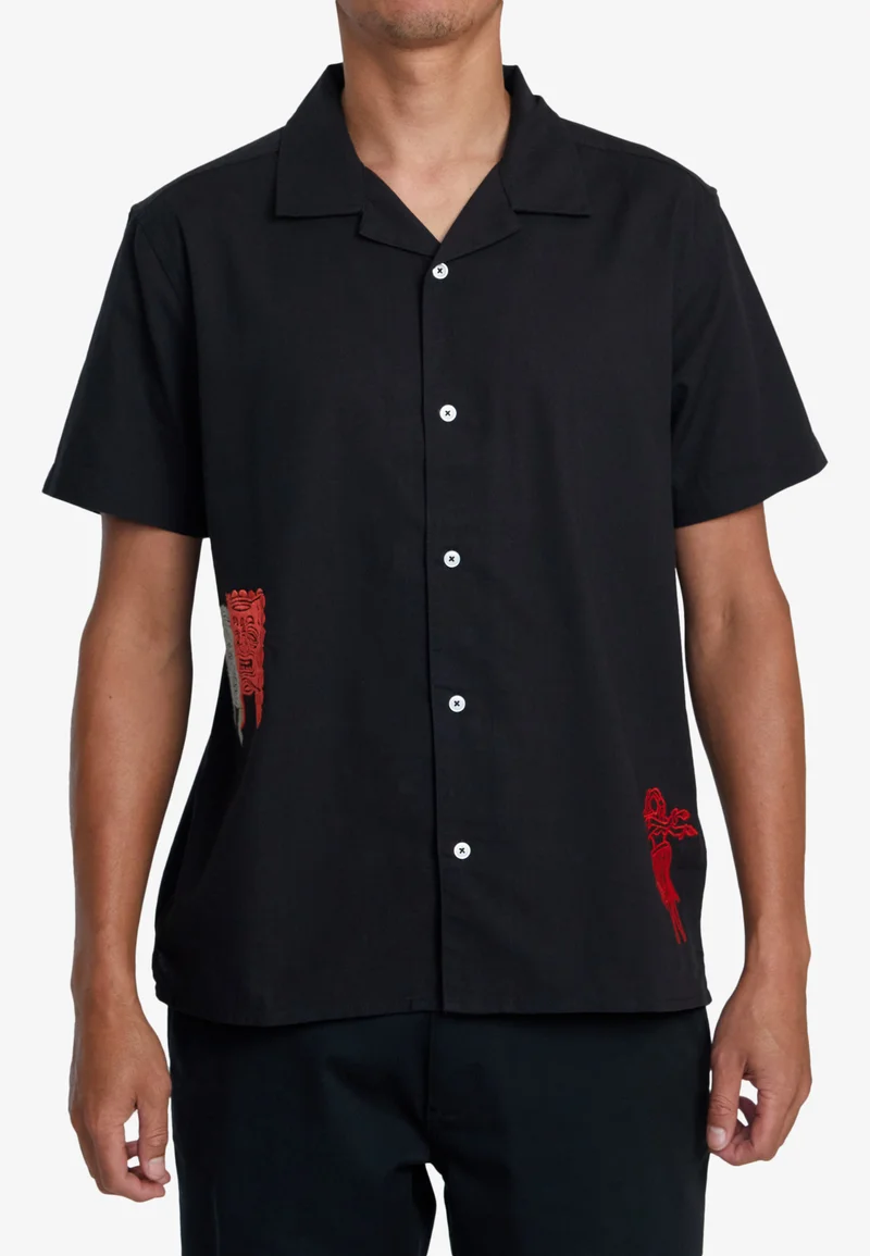 Online Store RVCA OBLOW FLORAL - MANCHES COURTES Shirt black Clothing Sale Shirts Business Shirts
