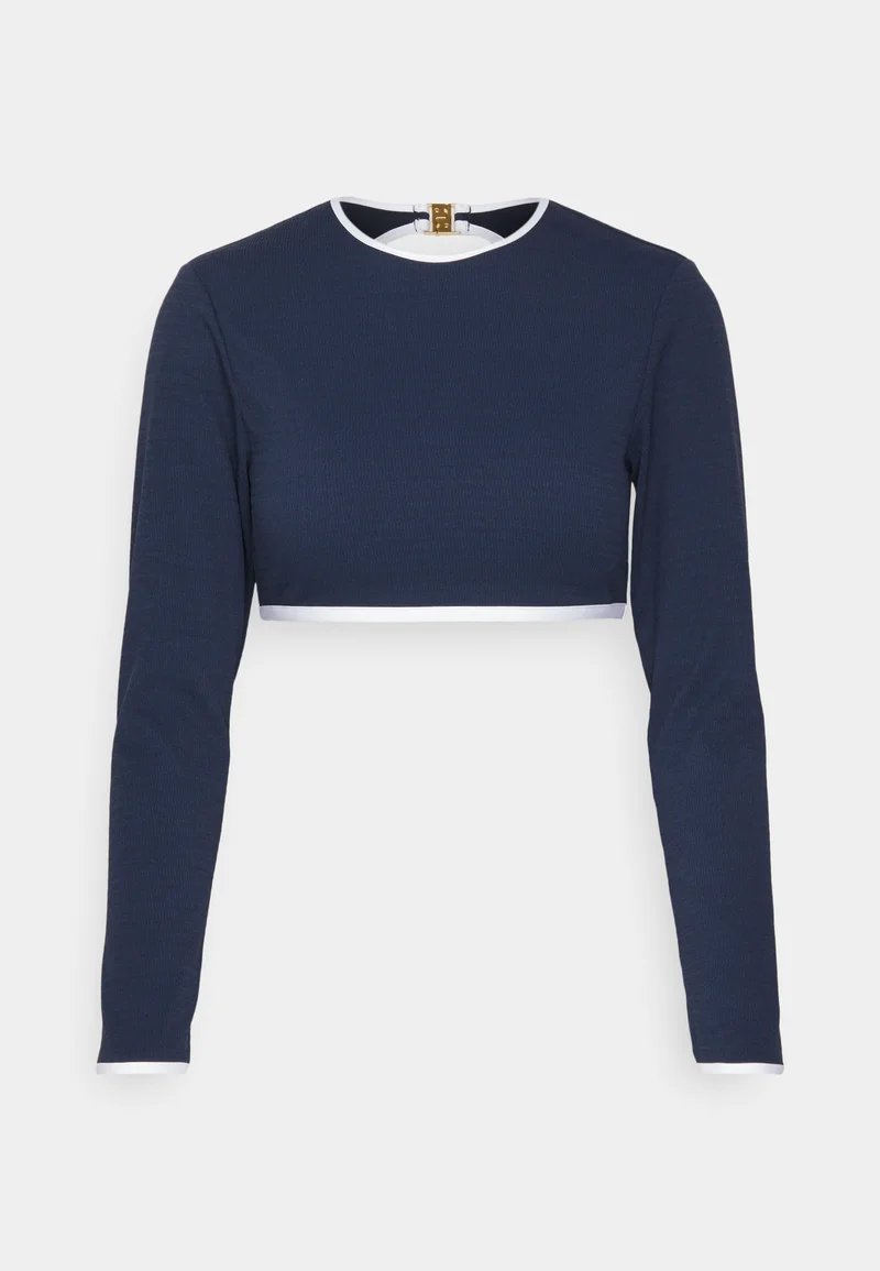 collection Seafolly BEACH BOUND CROPPED LONG SLEEVE SUNVEST - Bikini top true navy Clothing Swimwear Beach accessories Bikini tops