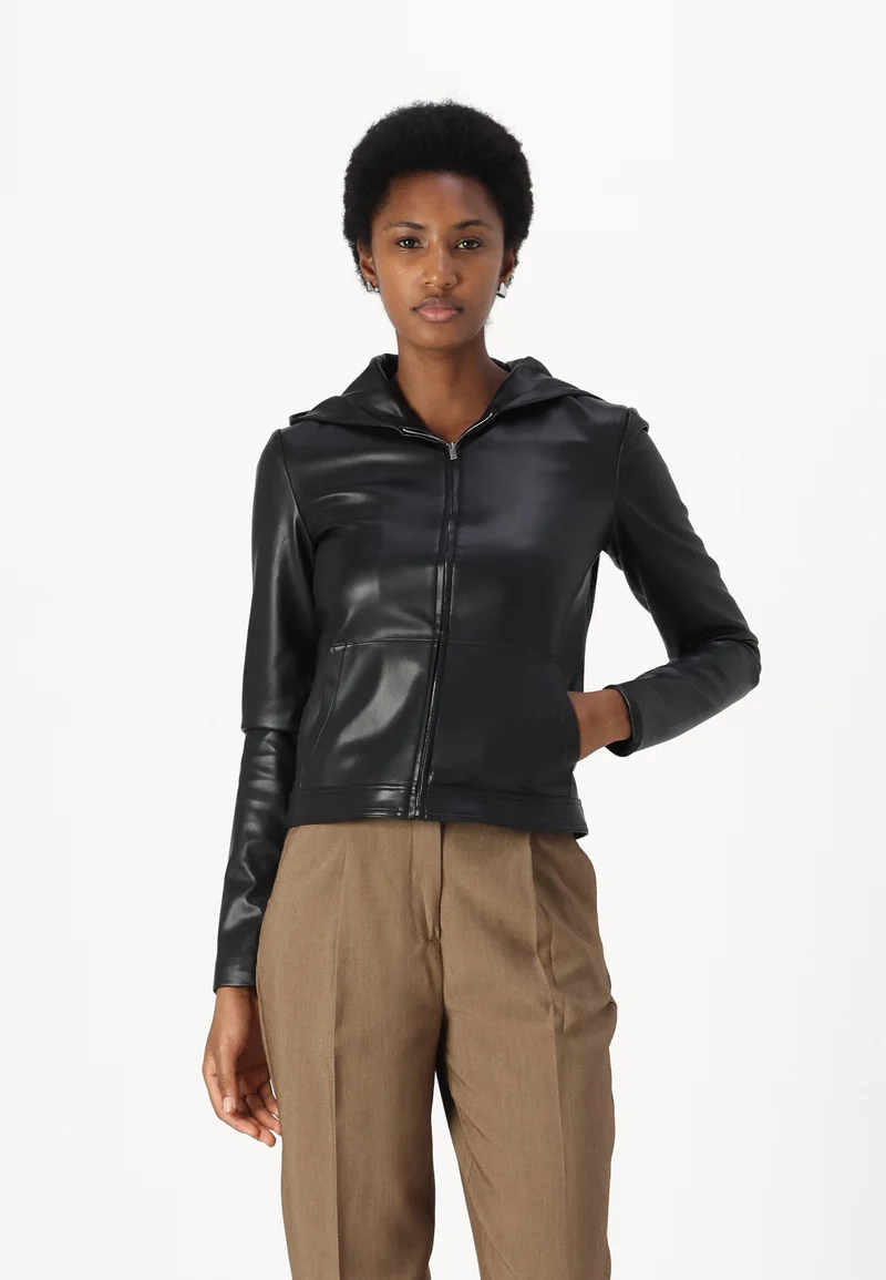 worldwide shipping 2nd Day KULA - Faux leather jacket meteorite black Clothing Jackets & Blazers Bomber Jackets