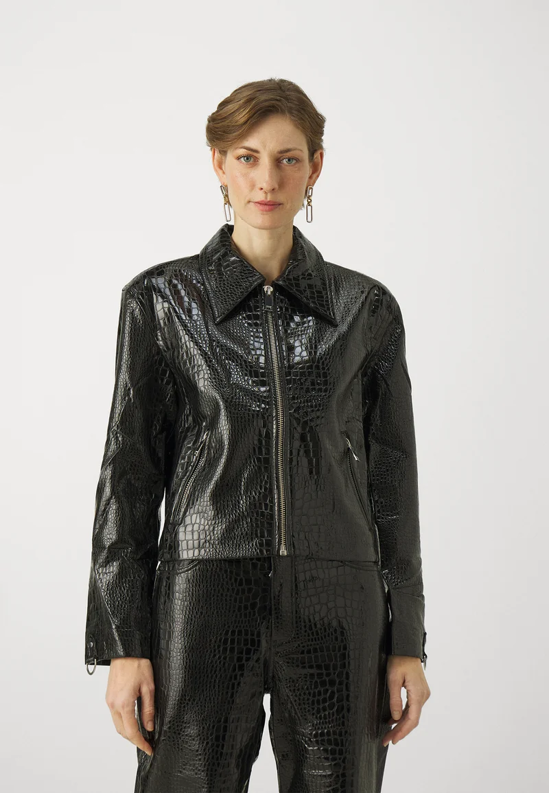 wide varieties 2nd Day GREGOR CROCO - Faux leather jacket meteorite black Clothing Jackets & Blazers Bomber Jackets