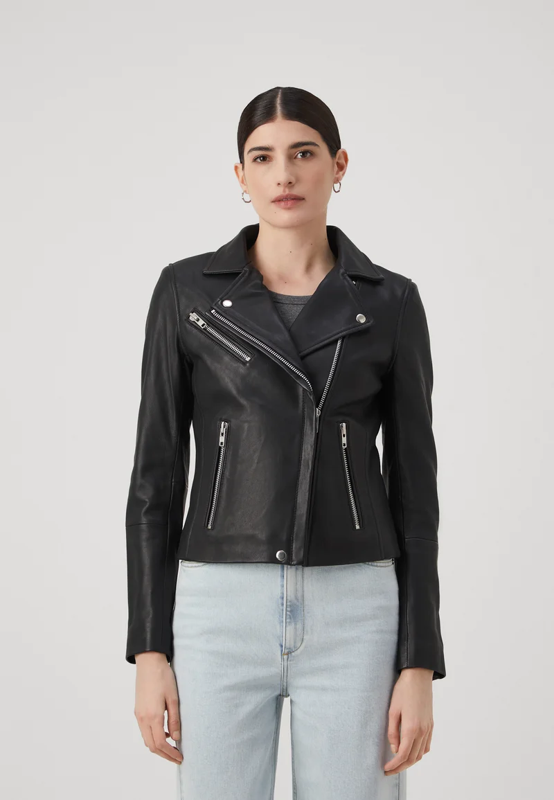 100% high Quality Guarantee Samsøe Samsøe DURIS JACKET - Leather jacket black Clothing Jackets & Blazers Bomber Jackets