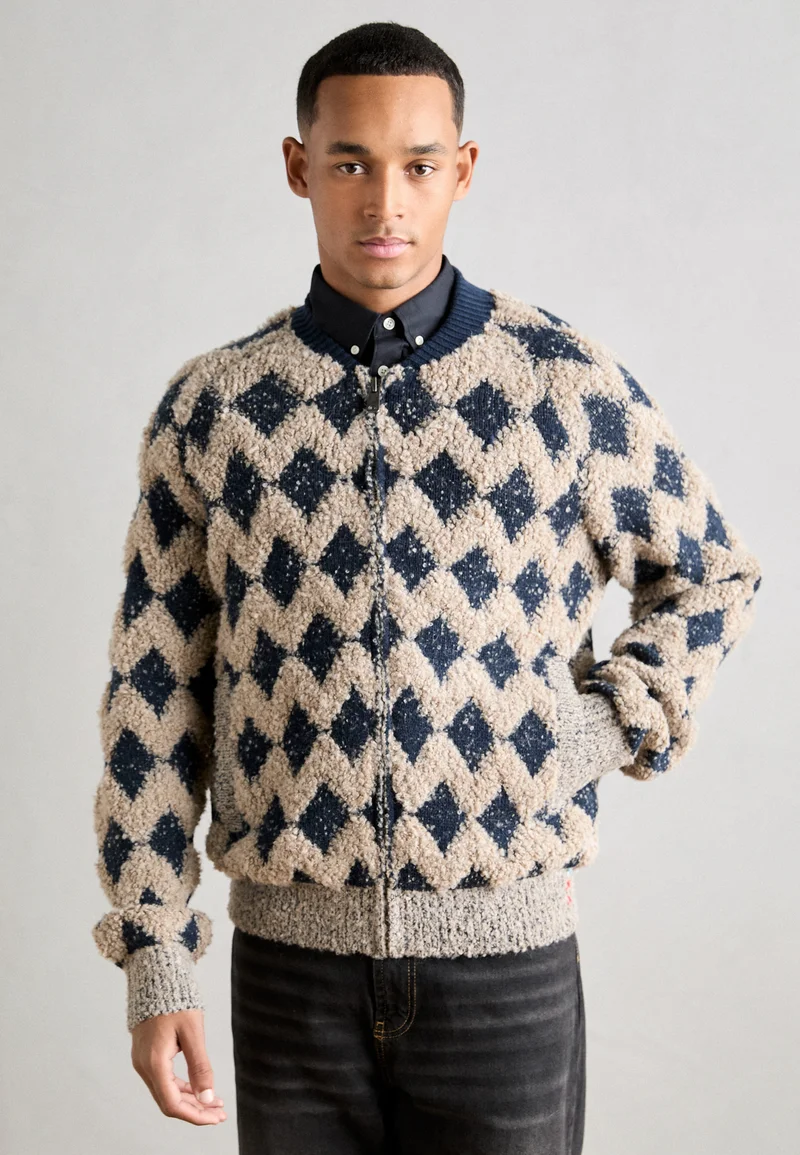 entire collection Scotch & Soda TEXTURED BOMBER - Cardigan mocha Clothing Knitwear Cardigans