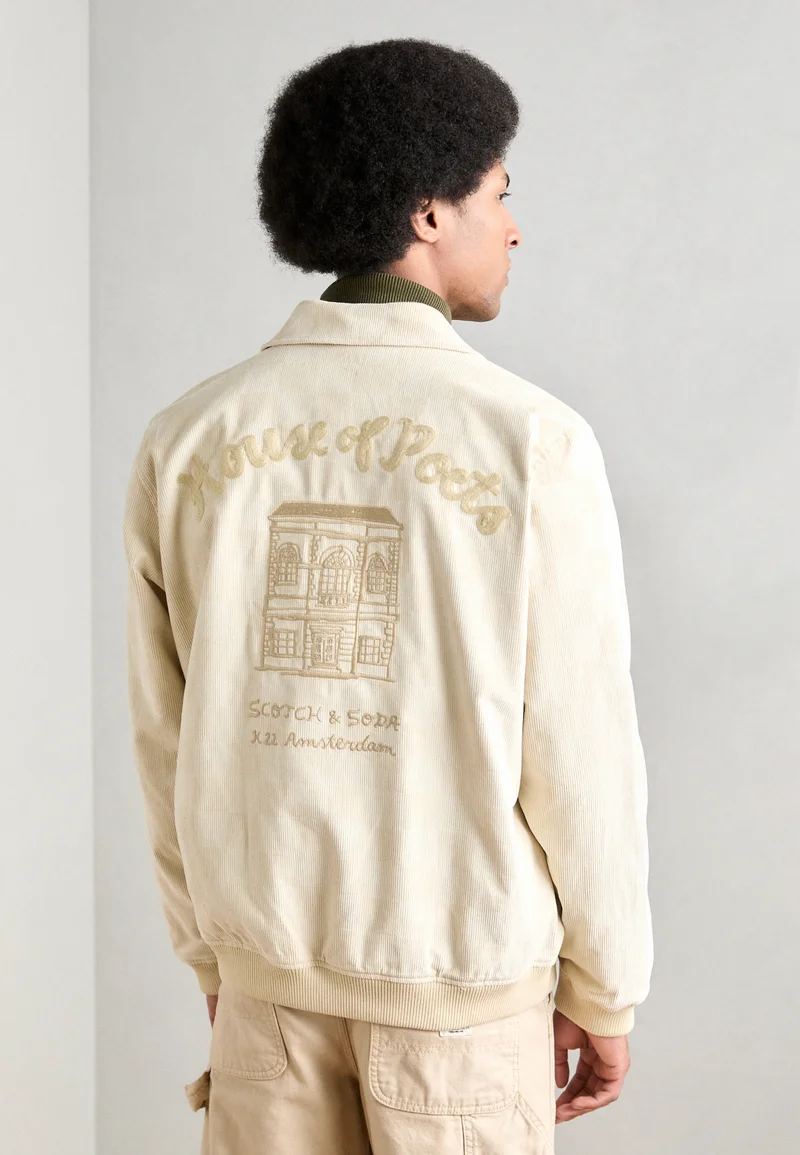 accessories Scotch & Soda CHECK PATTERNED COLLEGE JACKET - Bomber Jacket parchment Clothing Sale Jackets Gilet Bomber Jackets