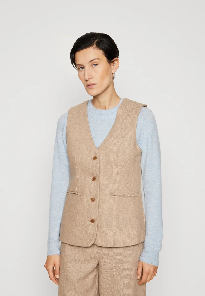 catalogo Selected Femme SLFBRITT WAISTCOAT - Waistcoat cornstalk melange Clothing Jackets & Blazers Bomber Jackets