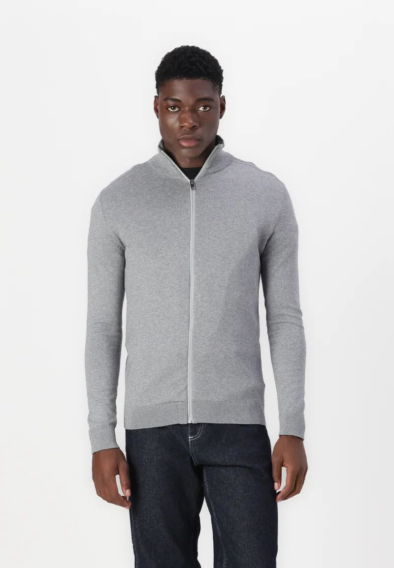Buy Online Selected Homme SLHBERG FULL ZIP - Cardigan medium grey melange Clothing Knitwear Cardigans