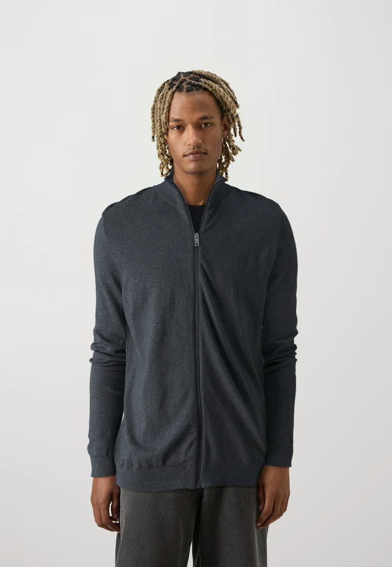 utterly stylish Selected Homme SLHBERG FULL ZIP - Cardigan antracit/melange Clothing Knitwear Cardigans