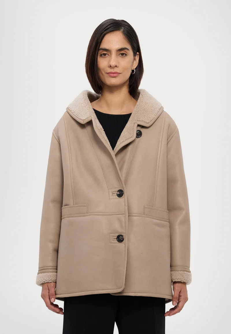 USA Cheap Sale STUDIO ID NAPPA COAT - Leather jacket light sand silky Clothing Jackets & Blazers Bomber Jackets