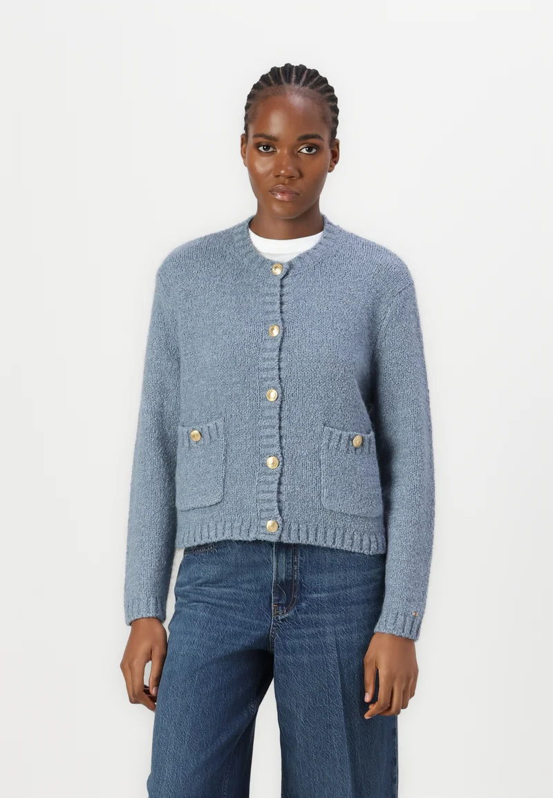Quality Design Tommy Hilfiger TEXTURED BUTTON - Cardigan flint blue Clothing Knitwear & Cardigans Cardigans
