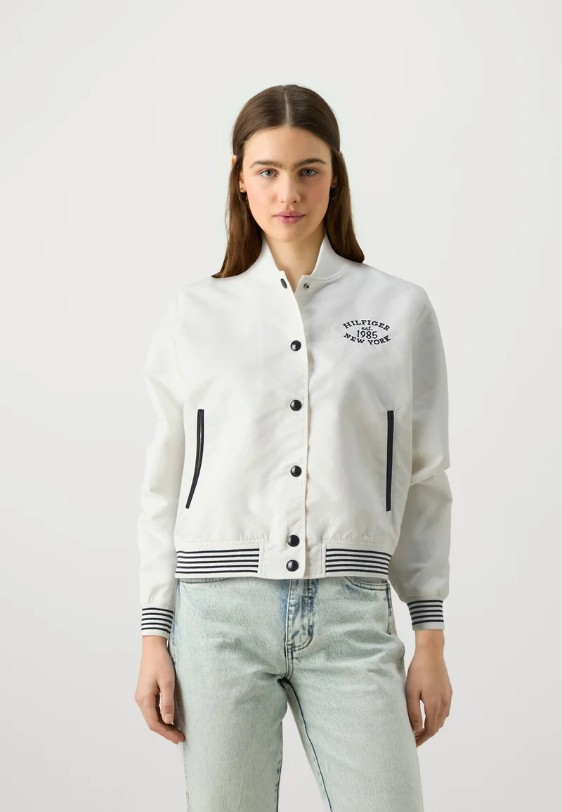 various design Tommy Hilfiger NON-PADDED VARSITY JACKET - Bomber Jacket ancient white Clothing Jackets & Blazers Bomber Jackets