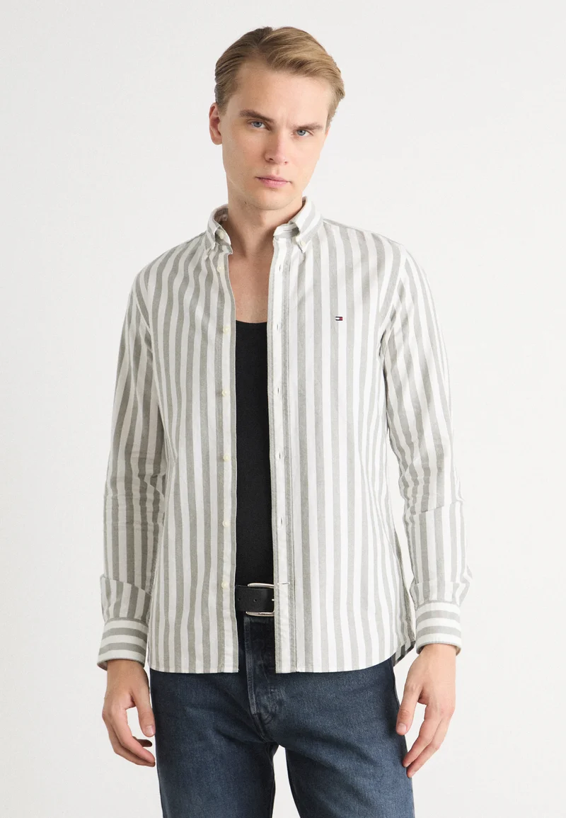 worldwide shipping Tommy Hilfiger BOLD STRIPE SHIRT - Shirt green/optic white Clothing Sale Shirts Business Shirts
