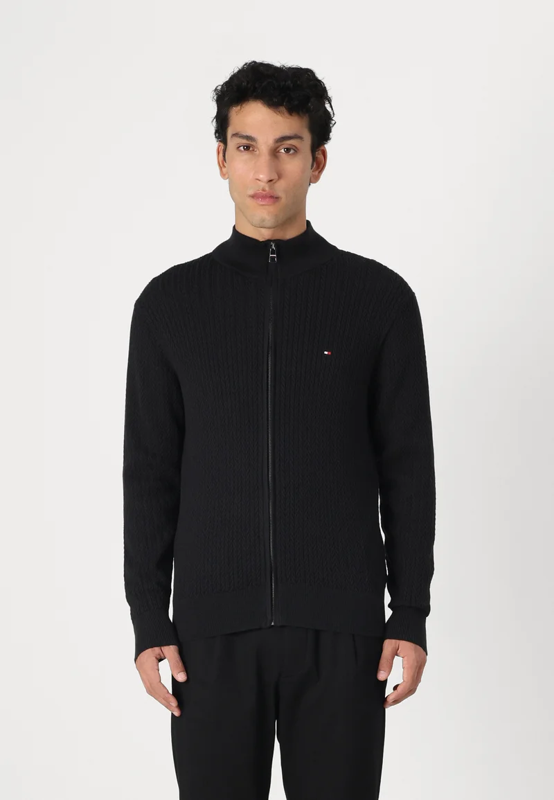 Official UK Stockists Tommy Hilfiger STRUCTURE - Cardigan black Clothing Knitwear Cardigans