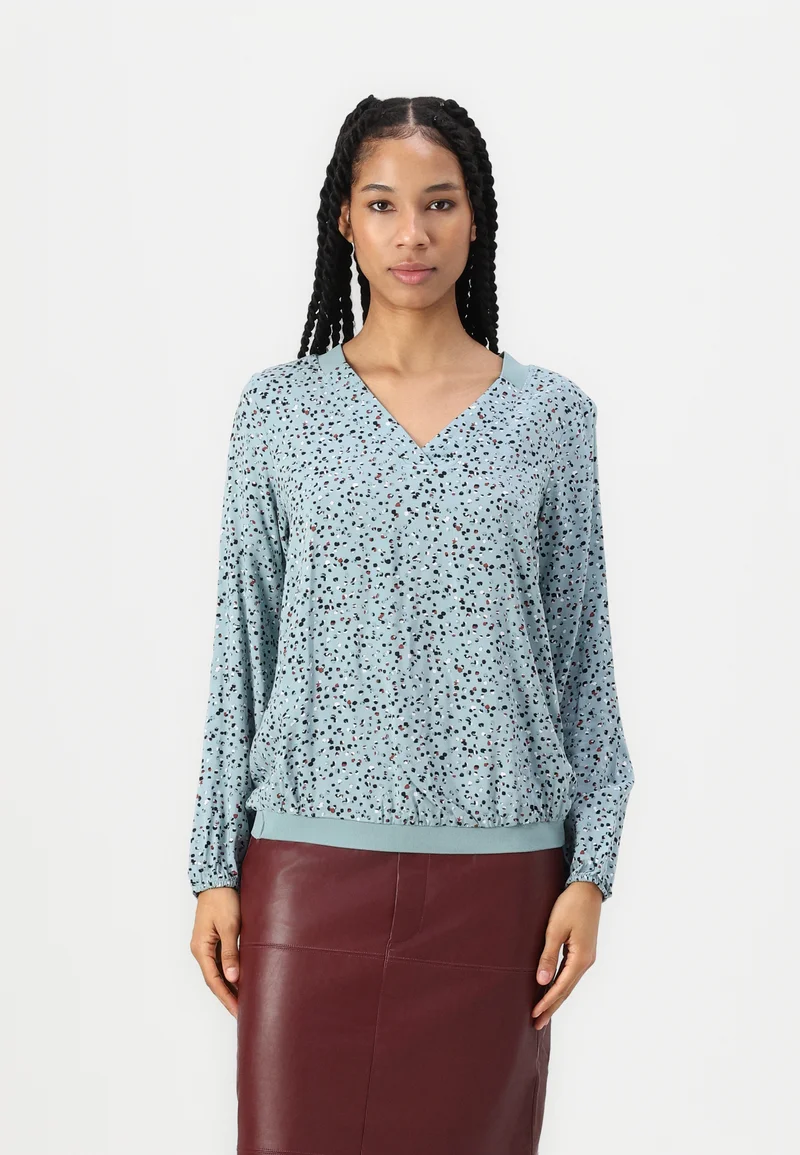 Discount Sale TOM TAILOR BLOUSE V NECK WITH TAPE DETAIL - Long sleeved top tourmaline Clothing Shirts & Blouses Blouses