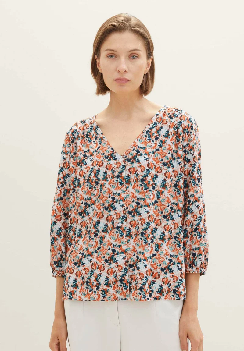 super quality TOM TAILOR V-NECK - Blouse small grey tie dye floral Clothing Shirts & Blouses Blouses