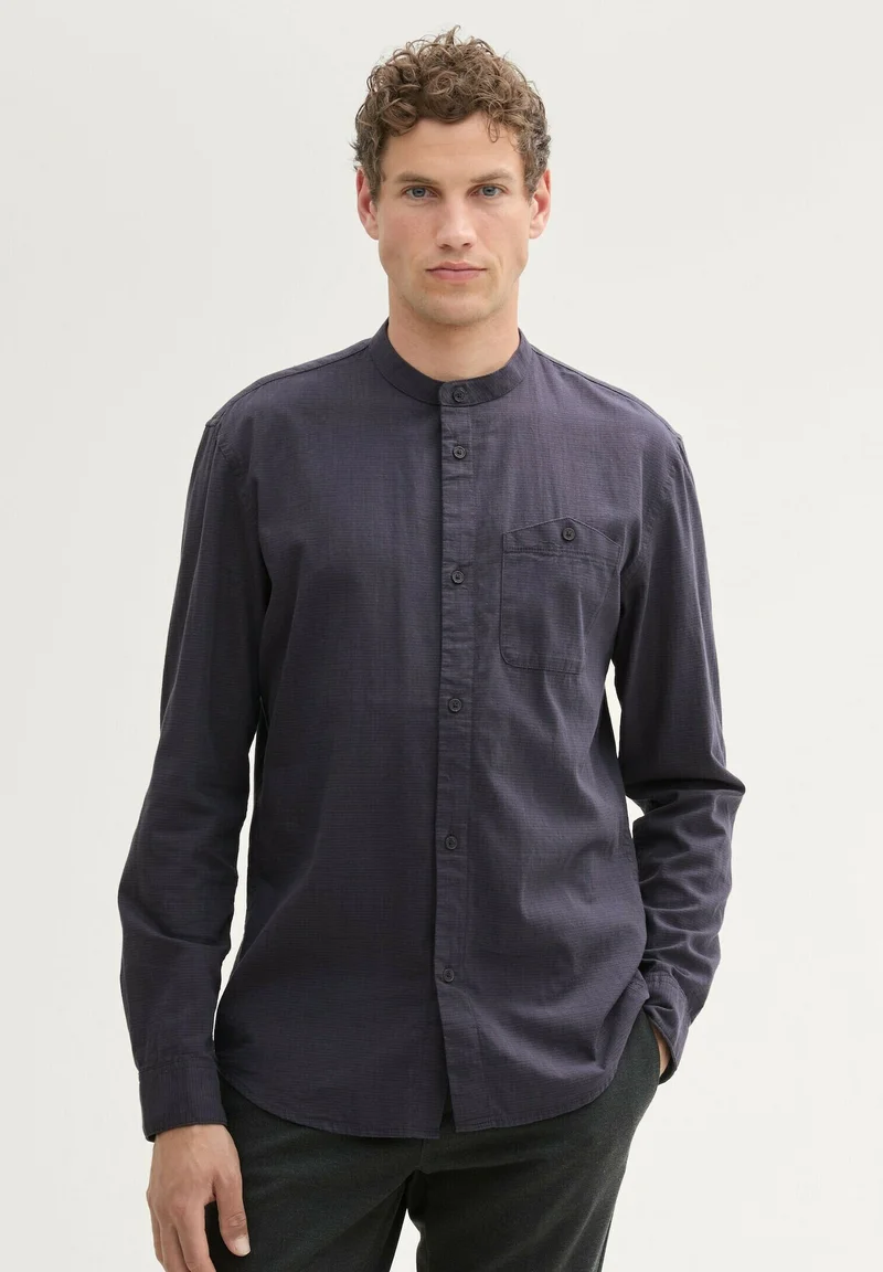 luxury lifestyle brand TOM TAILOR DENIM STRUCTURED - Shirt navy herringbone structure Clothing Sale Shirts Business Shirts