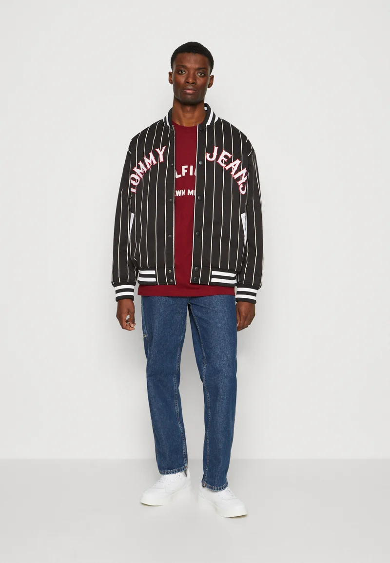 authentic quality Tommy Jeans TJM RLX PINSTRIPE - Bomber Jacket black Clothing Jackets & Blazers Bomber Jackets