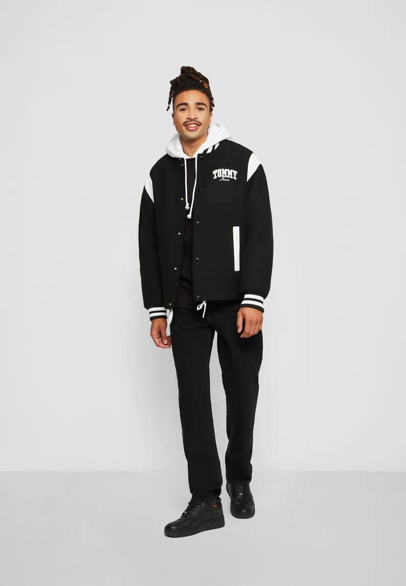 USA official online shop Tommy Jeans TJM LETTERMAN - Bomber Jacket black Clothing Sale Jackets Gilet Bomber Jackets