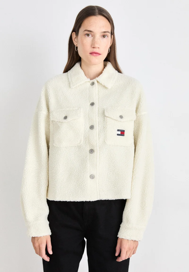 Wholesale online Tommy Jeans BADGE OVERSHIRT - Winter jacket ancient white Clothing Jackets & Blazers Bomber Jackets