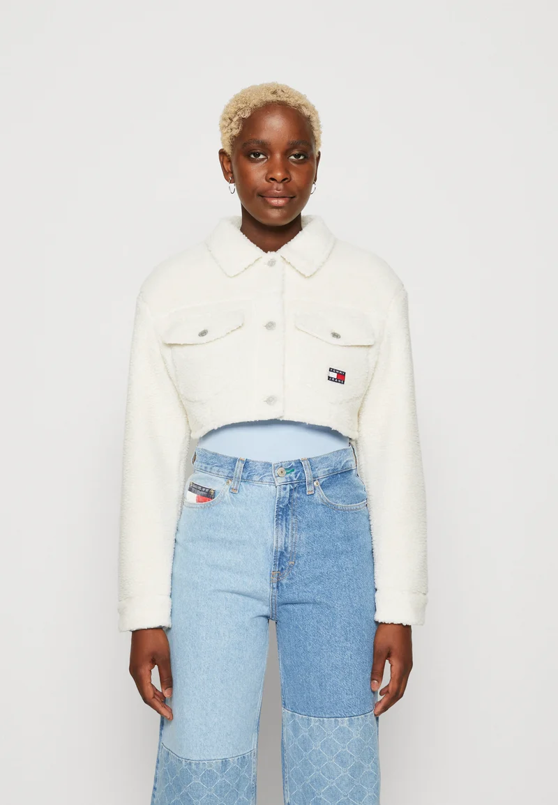Classic Styles Tommy Jeans SHERPA JACKET - Light jacket ancient white Clothing Jackets & Blazers Bomber Jackets
