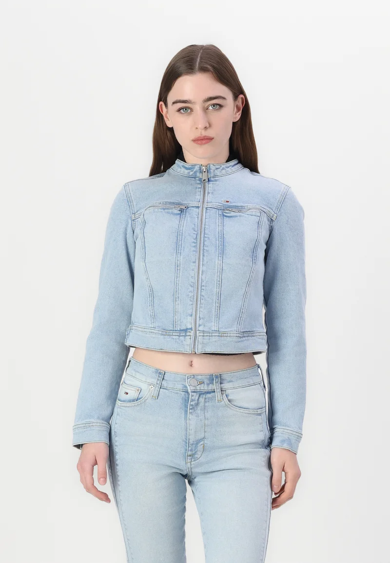 Clearance Sale Tommy Jeans VIVIANNE BIKER JACKET - Denim jacket light blue denim Clothing Jackets & Blazers Bomber Jackets