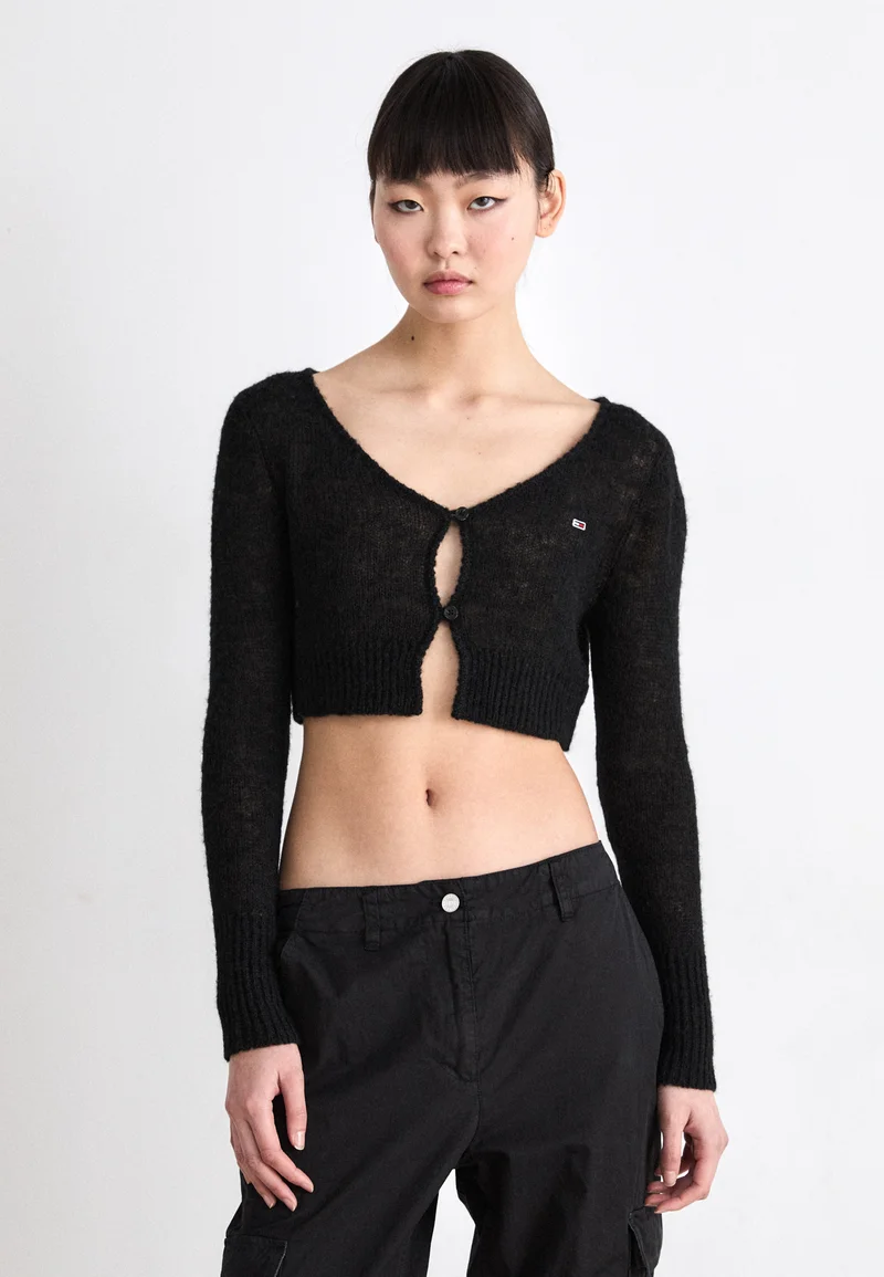 Free and Fast Shipping Tommy Jeans OPEN CARDIGAN - Cardigan black Clothing Knitwear & Cardigans Cardigans
