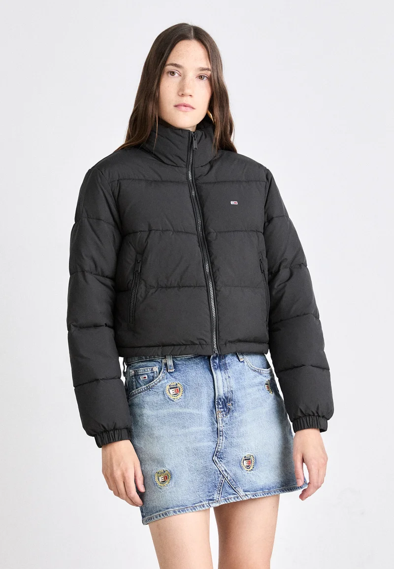 worldwide shipping Tommy Jeans ESSENTIAL PUFFER - Winter jacket black Clothing Jackets & Blazers Bomber Jackets