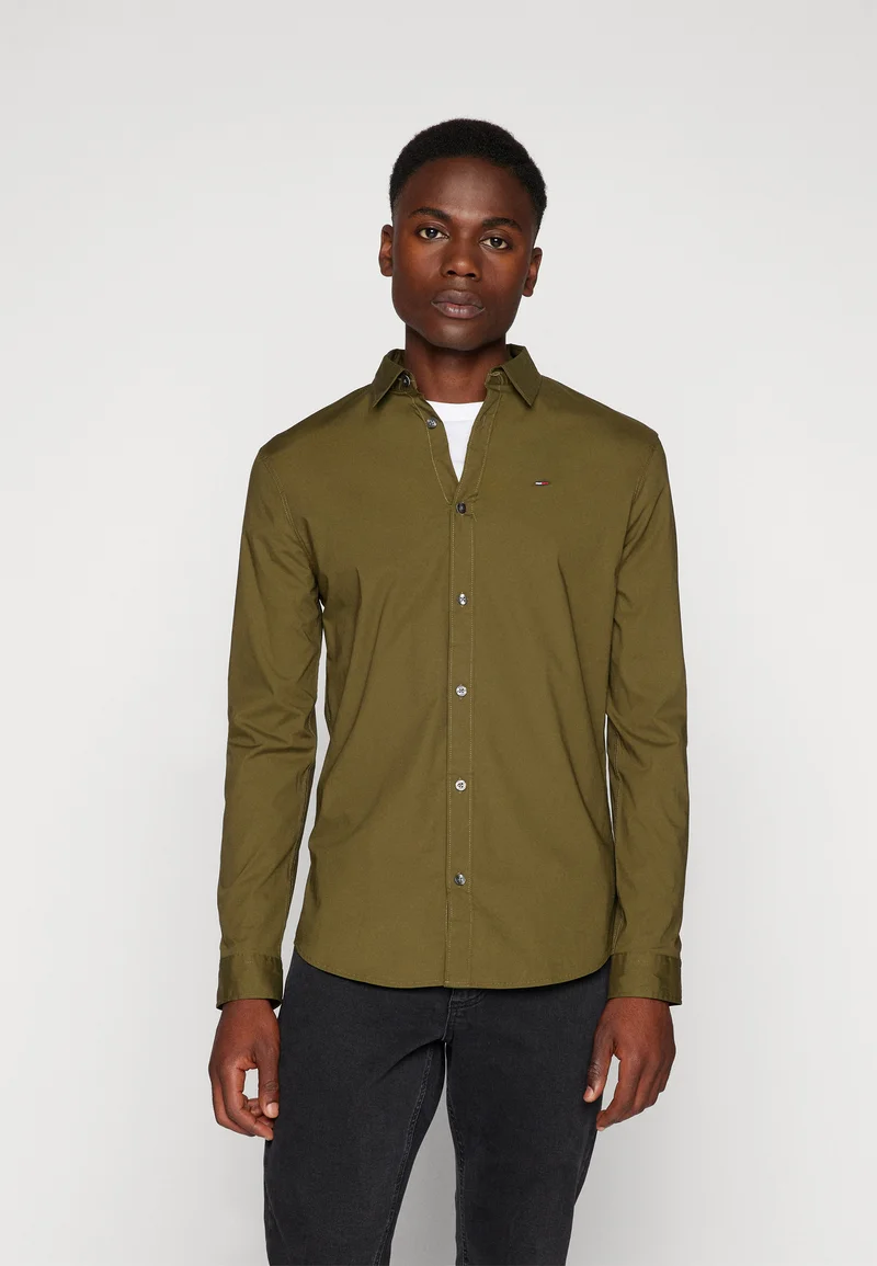 promo codes Tommy Jeans ORIGINAL STRETCH - Shirt drab olive green Clothing Sale Shirts Business Shirts
