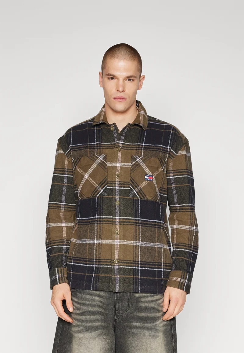 Outlet Seller 2017 Tommy Jeans OVERSHIRT - Shirt drab olive green check Clothing Sale Shirts Business Shirts