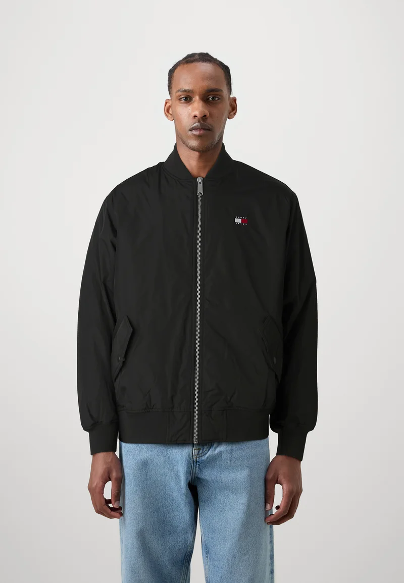 worldwide shipping Tommy Jeans ENTRY BADGE - Bomber Jacket black Clothing Sale Jackets Gilet Bomber Jackets