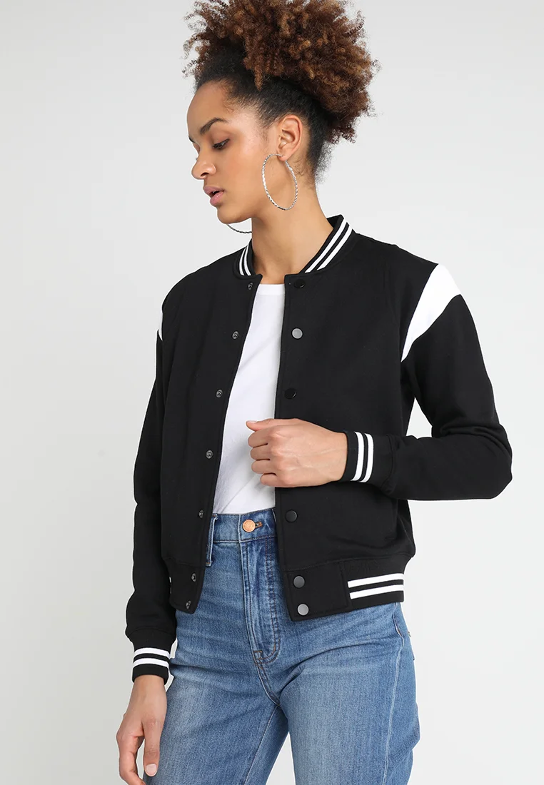100% Satisfaction Guarantee Urban Classics INSET COLLEGE  - Zip-up sweatshirt black/white Clothing Jackets & Blazers Bomber Jackets