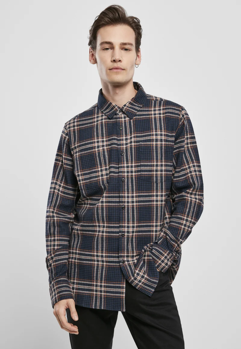 New York Urban Classics CAMPUS - Shirt darkblue rustred Clothing Shirts Casual Shirts