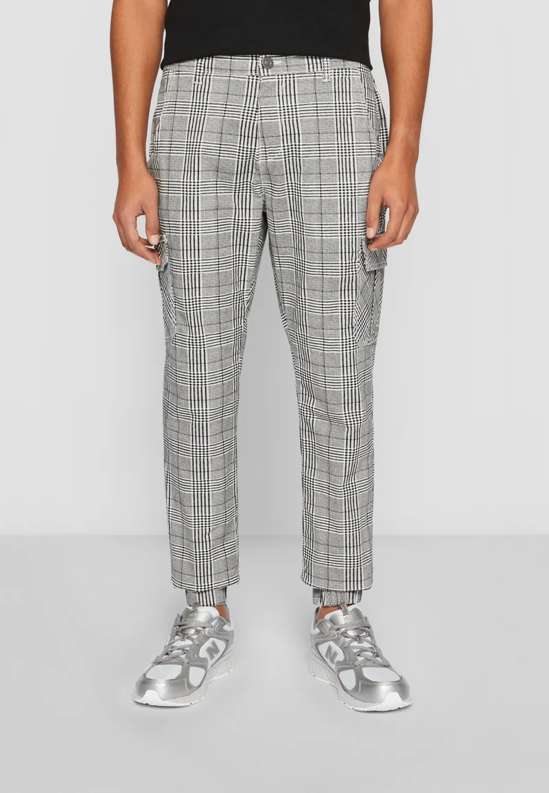 USA Discount Online Sale Urban Classics GLENCHECK  - Cargo trousers white/black Clothing Trousers Cargo trousers