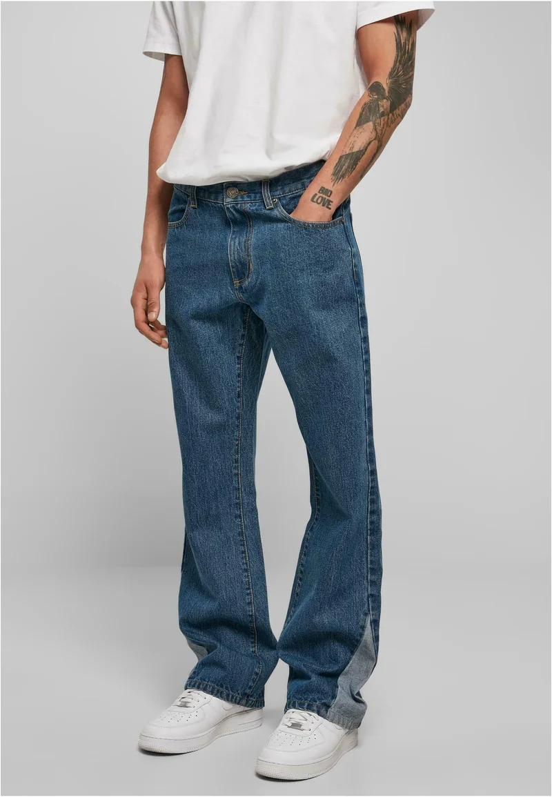 affordable price Urban Classics TRIANGLE - Bootcut jeans mid indigo washed Clothing Jeans