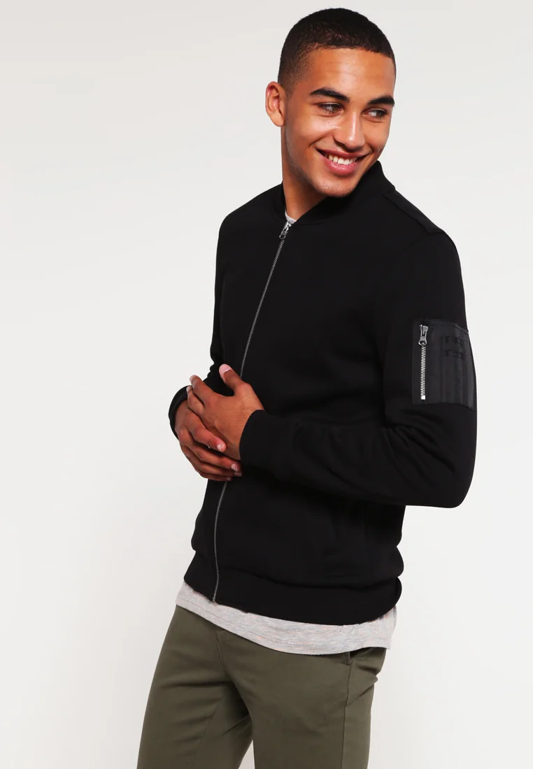 100% high Quality Guarantee Urban Classics SWEAT BOMBER JACKET - Zip-up sweatshirt black Clothing Sale Jackets Gilet Bomber Jackets