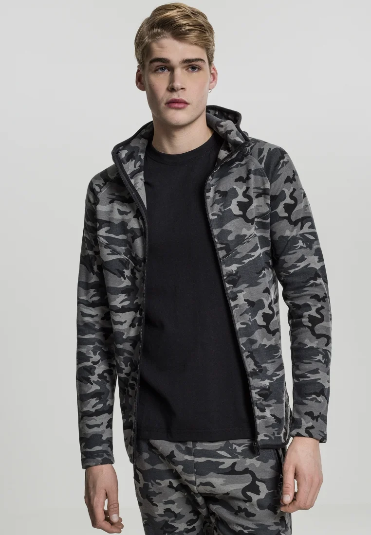 Authorized Site Urban Classics INTERLOCK CAMO ZIP  - Cardigan green Clothing Knitwear Cardigans