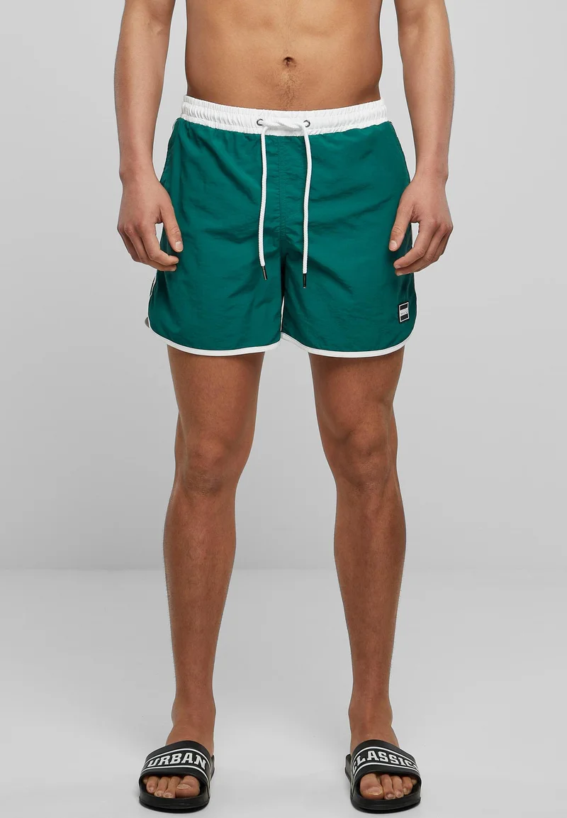 cheapest online price Urban Classics RETRO - Swimming shorts white green Clothing Swimwear Swim trunks Briefs