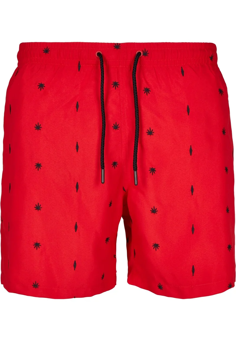 Sale USA Online Urban Classics EMBROIDERY - Swimming shorts leaf/firered/navy Clothing Swimwear Swim trunks Briefs