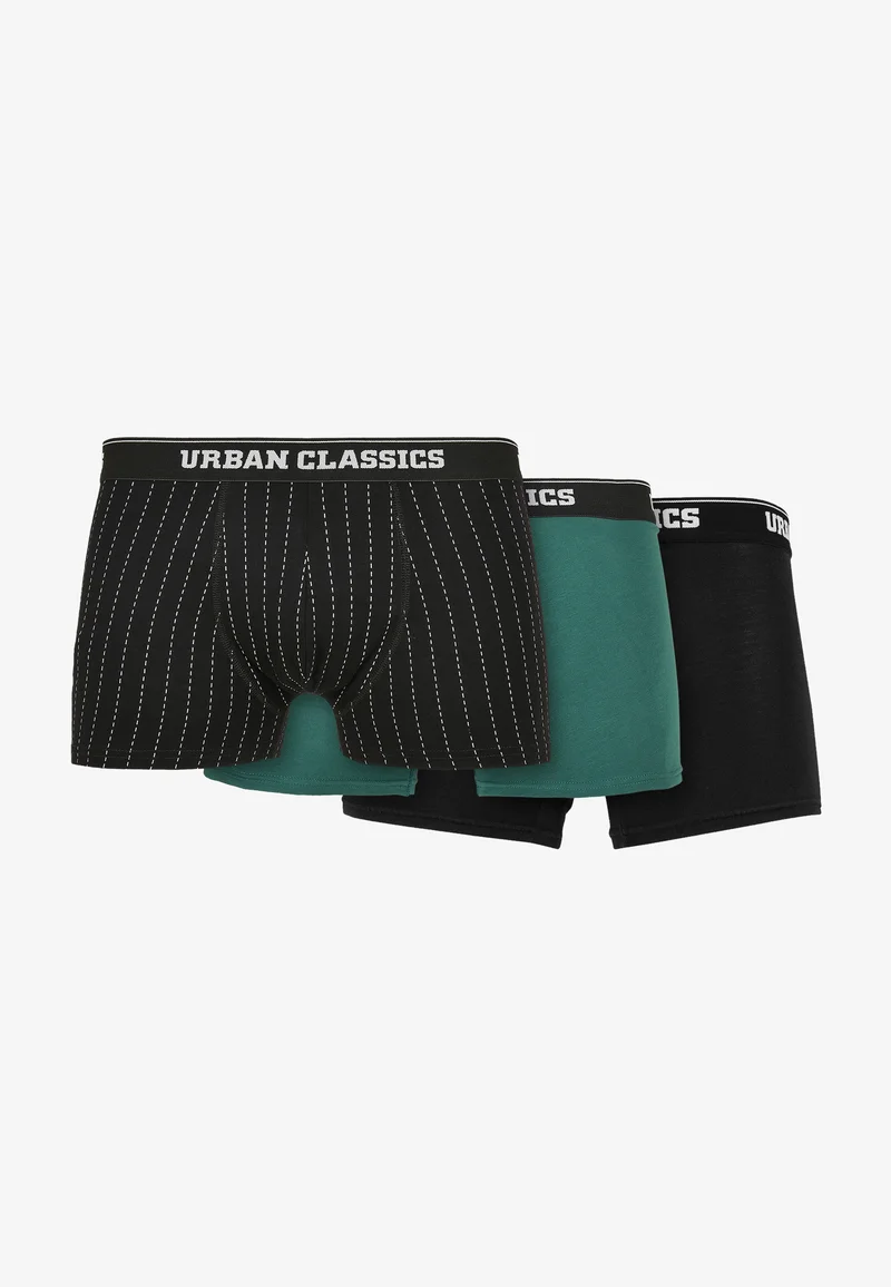 professional online store Urban Classics 3-PACK - Pants pinstripe aop/black/treegreen Clothing Underwear & Socks Underpants Boxer shorts