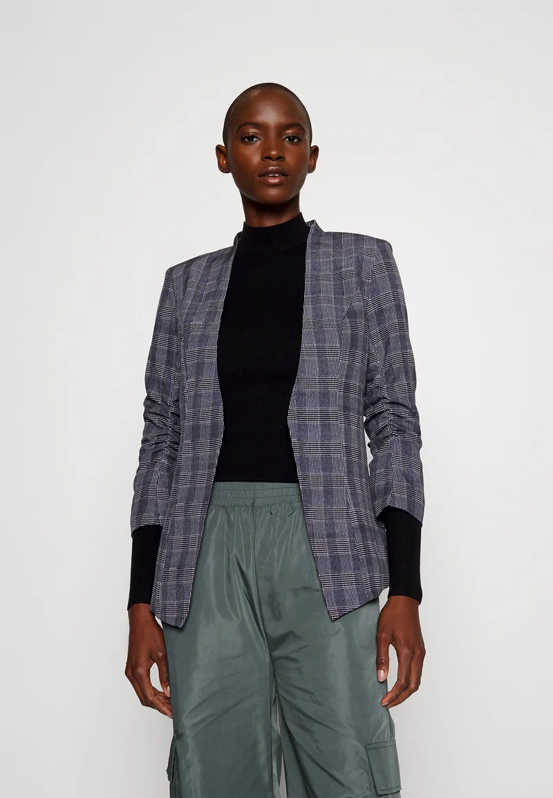 coupon codes VILA Tall VIHER JULIE 3/4 - Blazer december sky/grey/white Clothing Jackets & Blazers Bomber Jackets