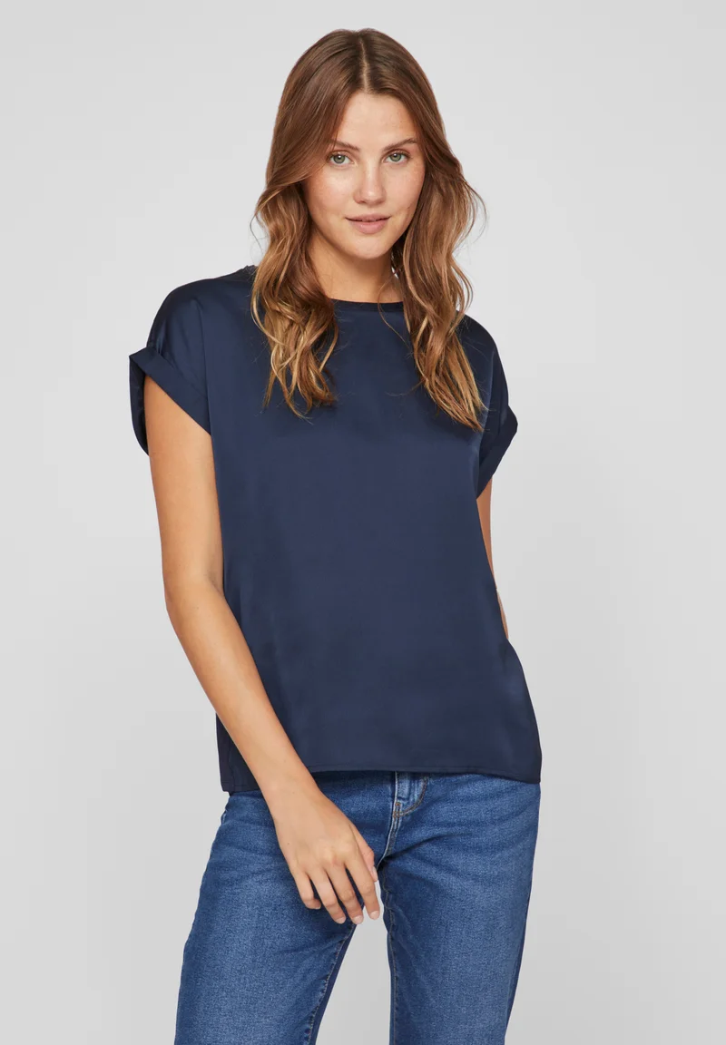 outlet for sale VILA VIELLETTE SS - Basic T-shirt navy blazer Clothing Shirts & Blouses Blouses