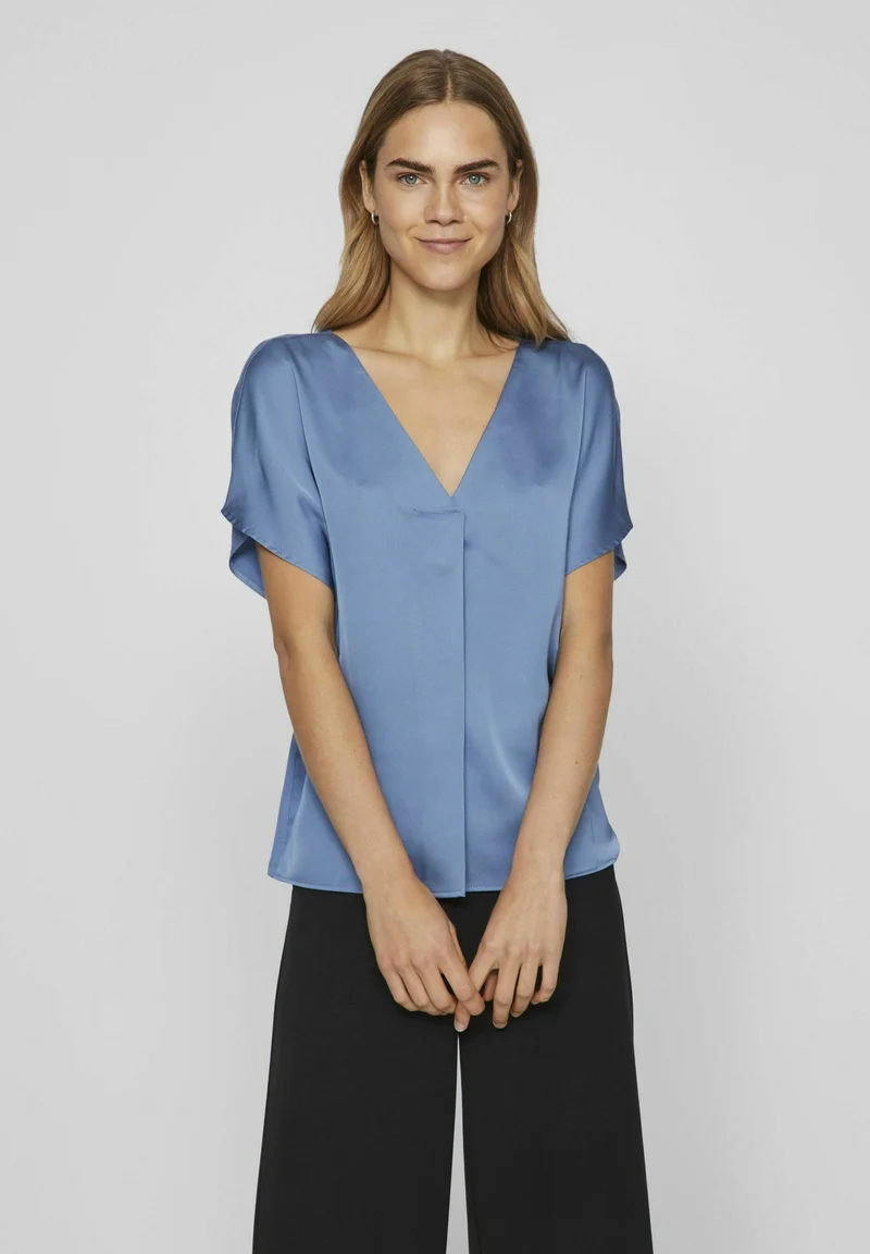 100% Genuine VILA VIELLETTE V-NECK NOOS - Basic T-shirt coronet blue Clothing Shirts & Blouses Blouses