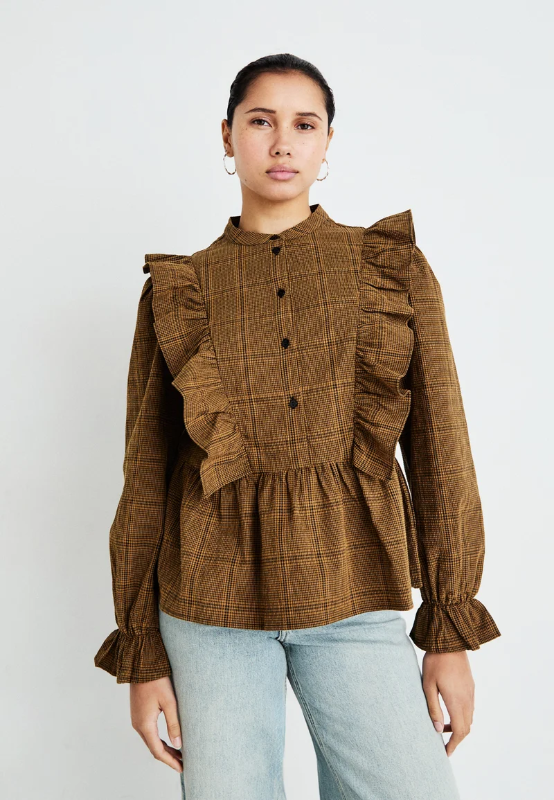100% Genuine VILA VISELIN  - Blouse fondue fudge/black Clothing Shirts & Blouses Blouses