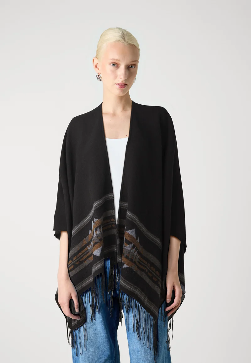 authentic quality VILA VICAYCEE PONCHO - Cape black/rubber/kentucky blue Clothing Jackets & Blazers Bomber Jackets