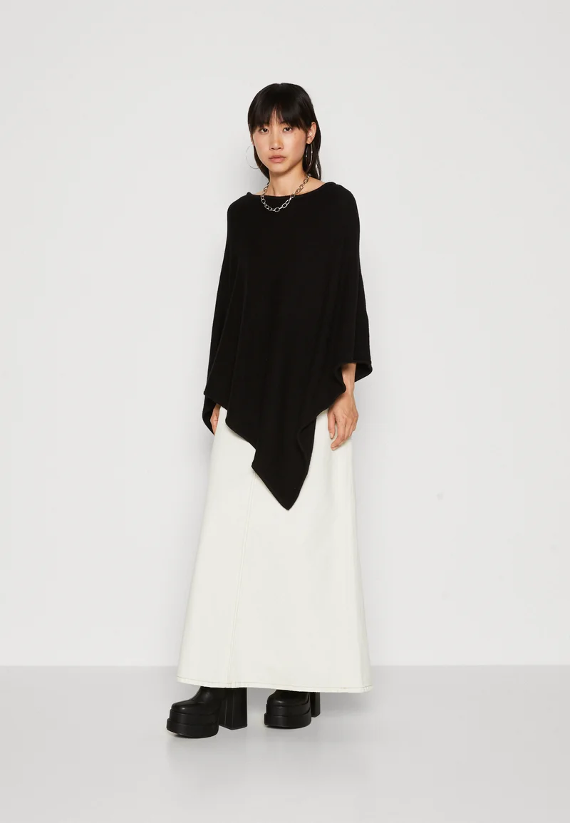 collection VILA VIRIL BOATNECK PONCHO - Cape black Clothing Jackets & Blazers Bomber Jackets