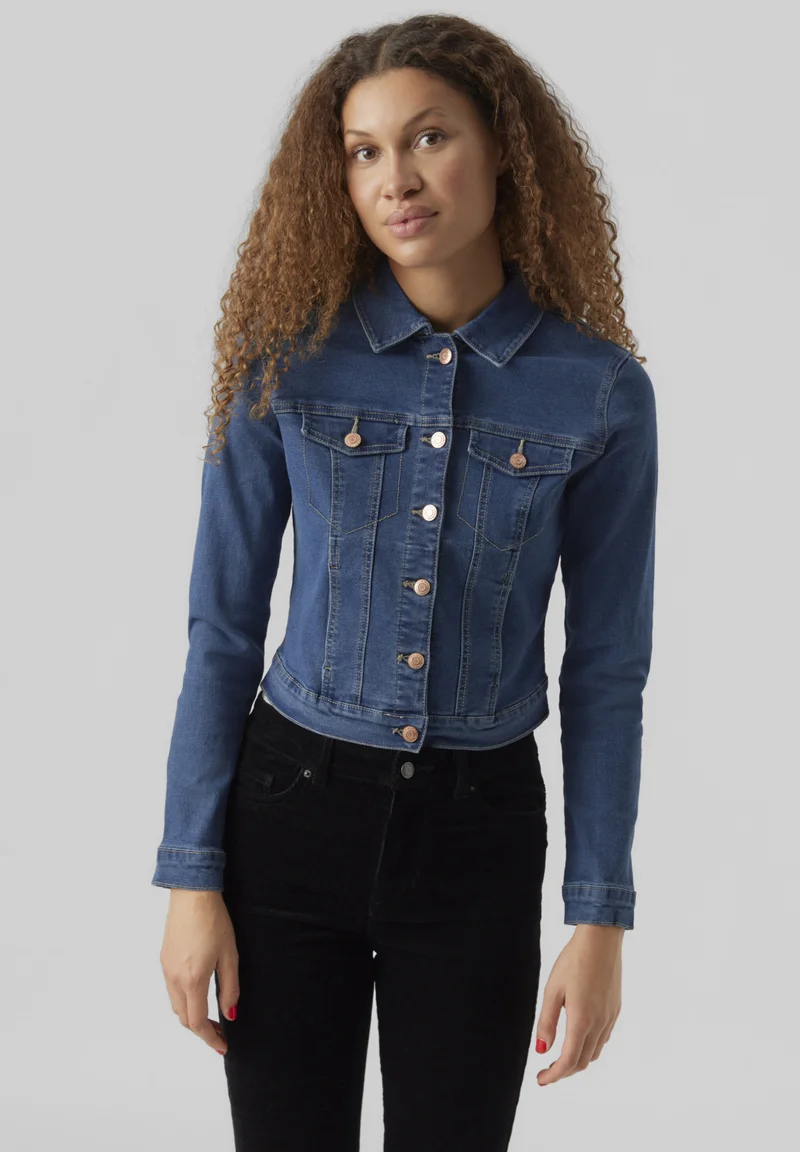 Fantastic savings Vero Moda VMLUNA LS  MIX GA NOOS - Denim jacket medium blue denim Clothing Jackets & Blazers Bomber Jackets